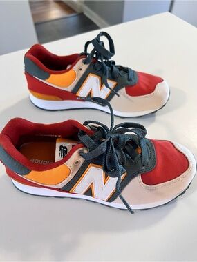 New Balance Kids Red, Orange & Gray Casual Sneakers